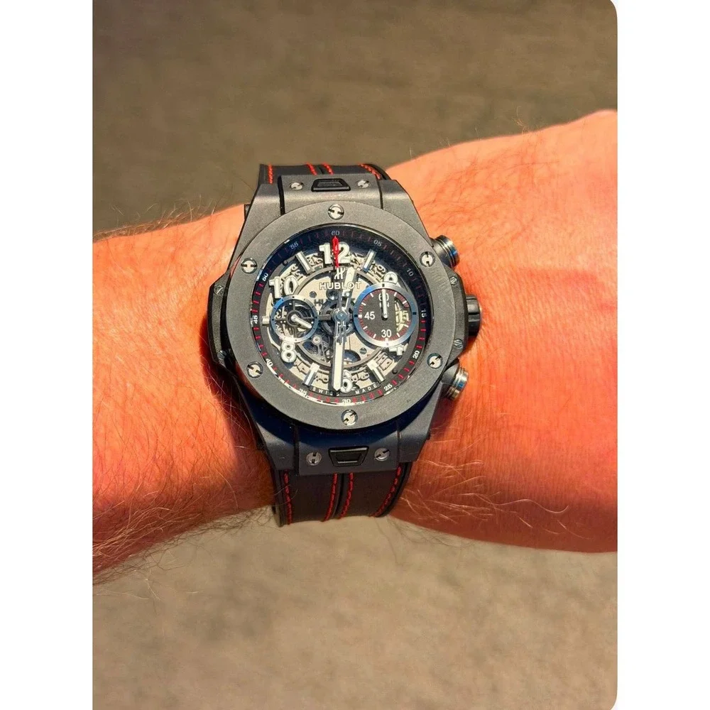 Hublot Big Bang Unico Black Magic Ceramic 45mm Watch 411.CI.1170.RX + 5 Straps